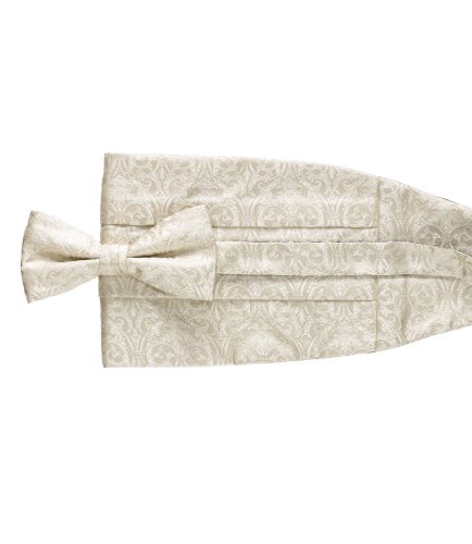 Ivory Floral Tie and Cummerbund Set