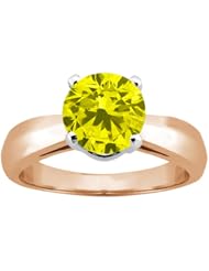 1.10 Ct Round Canary SI1/SI2 Diamond 14K Rose Gold Ring