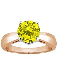 1.10 Ct Round Canary SI1/SI2 Diamond 18K Rose Gold Ring