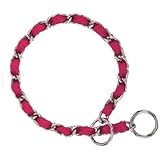 Guardian Gear 24-Inch Steel Dog Choke Chain with Nylon Webbing, Raspberry