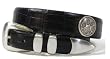 Croco Embossed Black Leather Collegiate Belt