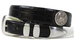 Croco Embossed Black Leather Collegiate Belt