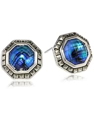 Judith Jack "Mini Octagons" Sterling Silver, Abalone and Marcasite Button Earrings