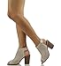 Soda Women's Kirby Perforated Peep Toe Slingback Stacked Heel Ankle Bootie