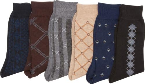 Mens Pattern Dress Socks Value Assorted 6-Pack