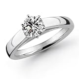 18k White Gold 1.25 Carat Round Cut Cathedral Solitaire Diamond Ring (G-H ; SI1-2)