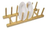 Bamboo Dish Rack Plate Stand 14 x 4.5 x 4 inches