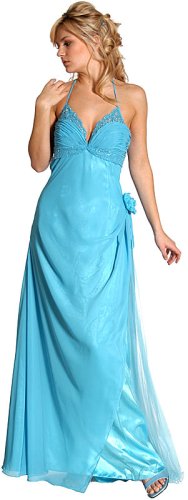 Single Flower Beaded Formal Prom Dress