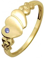Signet Sapphire 9k Solid Yellow Solid Gold Heart Ring Size 4.5-7.75