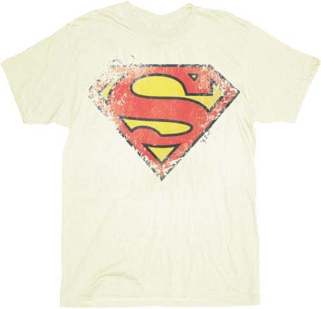  Superman Destroyed Logo Cream Adult T-shirt Tee