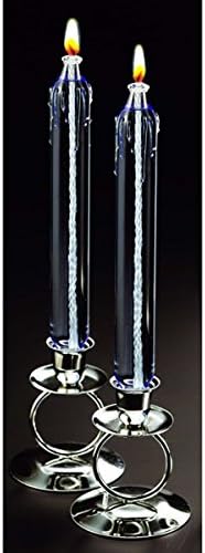 Glass Oil Taper Candle 8" Pair of 2 Reusable