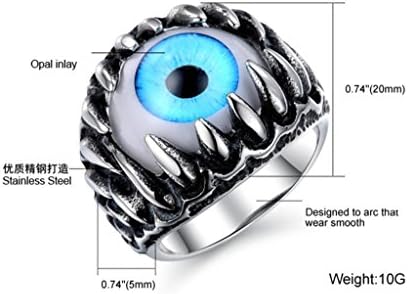 TIDOO Jewelry New Fashion Men's Stainless Steel Ring Black Silver Classic Vintage Rock Retro Style Dragon Claw Evil Devil Eye Gothic Biker Band "The Ring for knight"