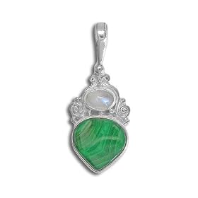 Sterling Silver Malachite and Rainbow Moonstone Pendant by Sajen by Amazon.com Collection