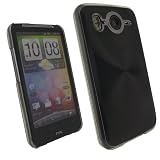 iGadgitz Black Metallic Case Cover with Iridescent Effect for HTC Desire HD Android Smartphone Mobile Phone + Screen Protector