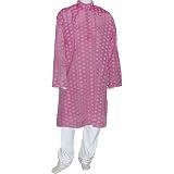 Mens Wedding Dress Woven Kurta Pajama Silk and Cotton Blend Size XL Chest :46 inches (pgkp005a)
