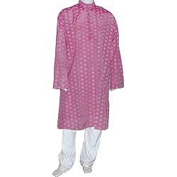 Mens Wedding Dress Silk and Cotton Blend Kurta Pajama Size XL Chest :48 inches (pgkp005b)