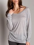 Three Dots Sheer Jersey Long Sleeve Top