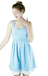 Sweetheart Polyester General Print Sleeveless  Pleated Lace Belted  Dress With Rhinestones