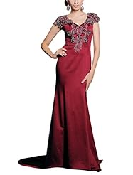 V-neck Cocktail Cotton/Knit Applique Beaded Mermaid Cap Sleeves Homecoming Dress/Prom Dress/Wedding Party Dress 