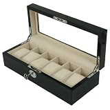 Watch Box Storage Display Case for 6 Watches Extra Clearance Black Lacquer Finish