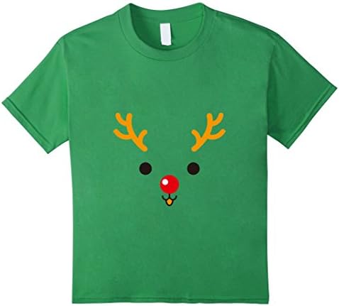 Kids Cute Reindeer Emoji T-Shirt Rudolf Happy Smile Face Emoticon 4 Grass