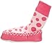 Mocc Ons Clever Little Moccasin Style Slipper Socks for Kids - Pink Spots, 12-18 Months