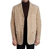 Mens Three-Button Suede Leather Blazer in Brandy, Dark Brown or Tobacco - Regular & Tall