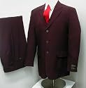 Brand New Three Button Single Breasted Burgundy / Maroon Business Dress Suit