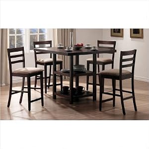 Brookhaven D777T / D777C Newton 5 Piece Counter Height Dinette Set with Storage in Espresso
