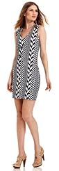 Chevron Print Polyester/Ponte/Spandex Fitted  Dress