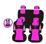 CAR SEAT COVERS SET FOR LOW BACK BUCKET UNIVERSAL FIT IN 2-TONE FOR 2-ROWS WITH EMBROIDERED FLAMES