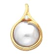 18K Yellow Gold Mabe Pearl and Diamond Pendant