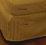Homespell Egyptian Cotton 300 Thread Count Sateen Stripe Bed Skirt Copper King.
