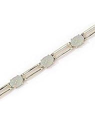 14kt Yellow Gold Oval Opal and Diamond Bracelet