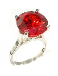 High Quality 925 Solid Sterling Silver Large 14mm 14.5ct Synthetic Fire Opal Solitaire Ring - Finger Sizes 4 to 12 Available