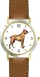Boxer No.1 Dog - WATCHBUDDY&reg; DELUXE TWO-TONE THEME WATCH - Arabic Numbers - Brown Leather Strap-Women's Size-Small