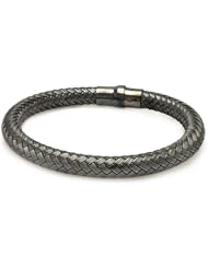 8MM Sterling Silver Italian Bracelets Black Rhodium Weaving Style Magnet Lock Bracelet 7.5 Inches