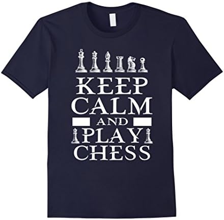 Men's Keep Calm Play Chess T-shirt Gift Tee for Board Game Geek and Nerd Chess T-Shirt 2XL Navy