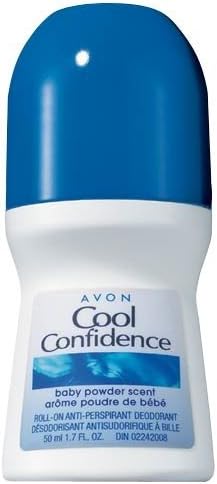 Set of 2 Avon Cool Confidence Baby Powder Roll-On Anti-Perspirant Rolls