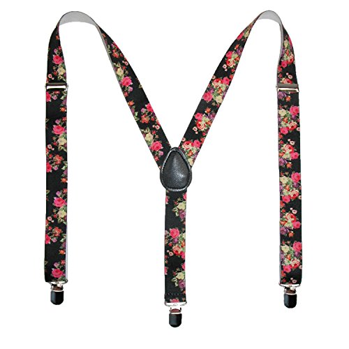 CTM® Womens Elastic Floral Print Suspenders