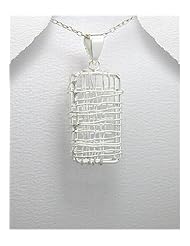 Crochet Wire Pendant Necklace In 92.5 Sterling Silver