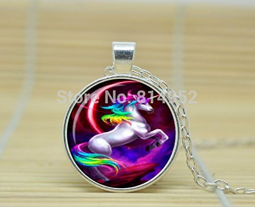 VintaStore Art Glass Necklace Unicorn Pendant Unicorn Necklace Unicorn Jewelry Fantasy Style Art Gift A2148
