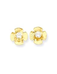 14k Yellow Gold Madi K. Flower CZ Post Earrings