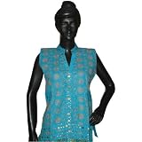 Designer Embroidered Kurta Shirt Kurti Blouse Boho Tunic India Chic Small silver graphics