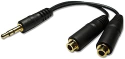 3.5mm Black Stereo Headphone Y Splitter Adapter Cable for Apple iPod nano 1G/ 2G/ 3G/ 4G Player