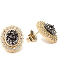 Marcia Moran "Illume" 18k Gold-Plated Titanium and Cubic Zirconia Oval Stud Earrings