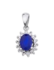 10k White Gold Sapphire and Diamond Pendant