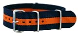 20mm James Bond Navy Blue / Orange - Nylon Nato Ballistic Military Watch Band Strap G-10