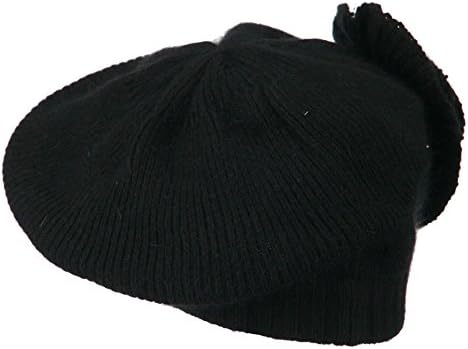 Sequin Flower Beret Hat - Black OSFM