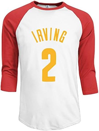 J45HJ Men's Kyrie Irving 3/4 Sleeve Raglan Baseball T-shirts S Red